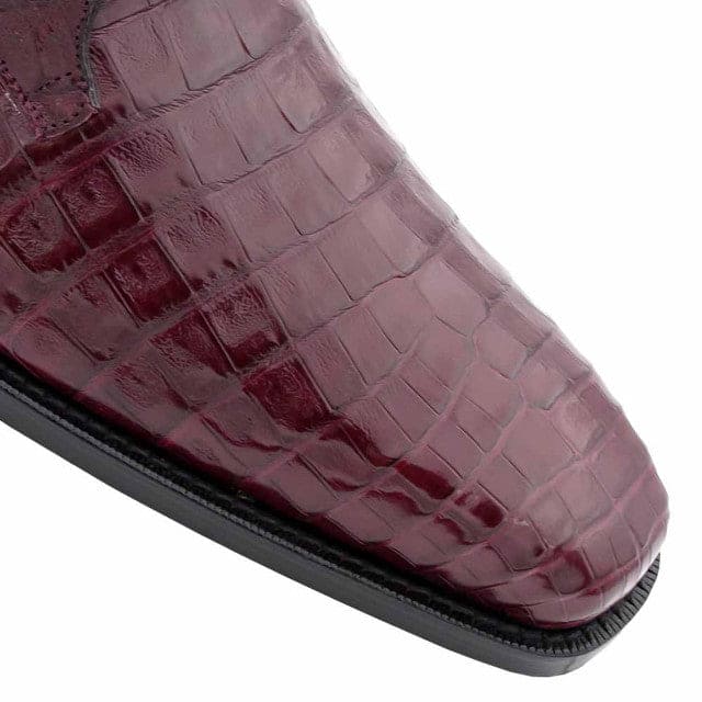 Mezlan Anderson Burgundy Crocodile Oxford – J Toe Handmade Exotic Lace-Up Dress Shoes