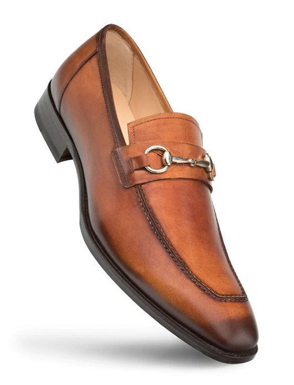 Mezlan Men’s Loafers – Cognac Rust Calfskin Leather Slip-On Dress Shoes, Handmade in Spain