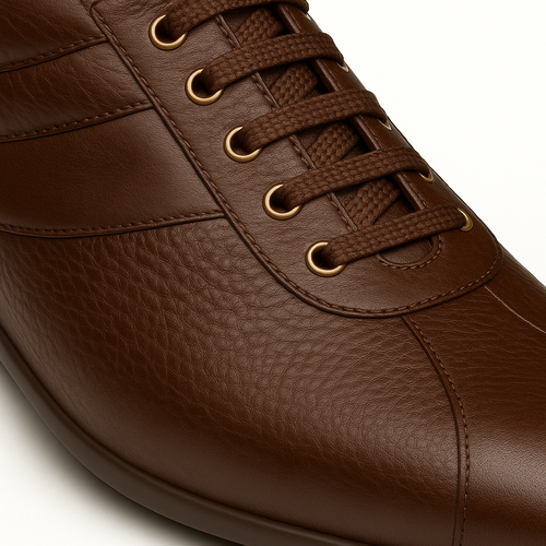 Mezlan Luka Men’s Sneaker – Brown Calfskin and Deerskin Leather Casual Shoe, Handmade in Spain