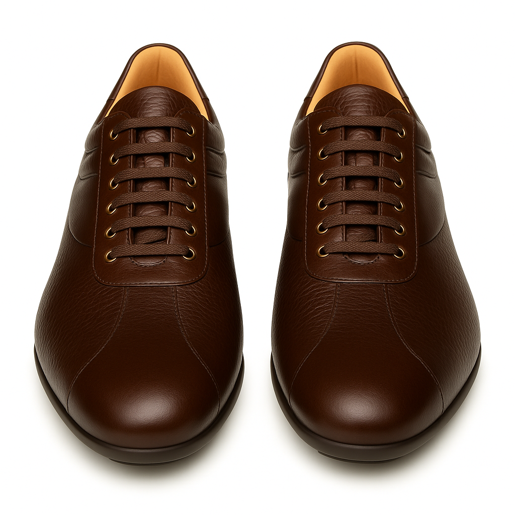 Mezlan Luka Men’s Sneaker – Brown Calfskin and Deerskin Leather Casual Shoe, Handmade in Spain
