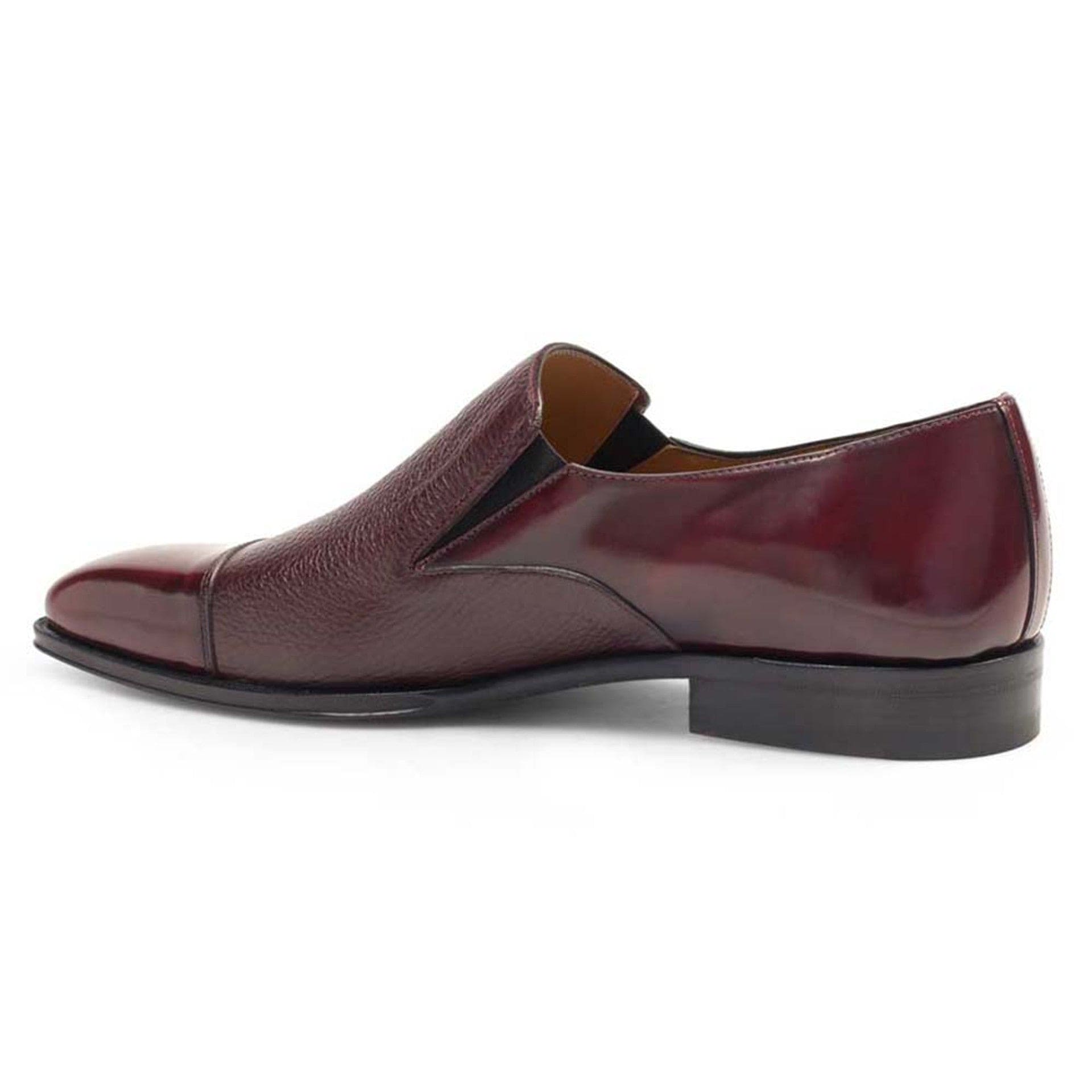 Mezlan Milani Men’s Slip-On – Burgundy Calfskin and Deerskin Leather Dress Loafer, Handmade in Spain