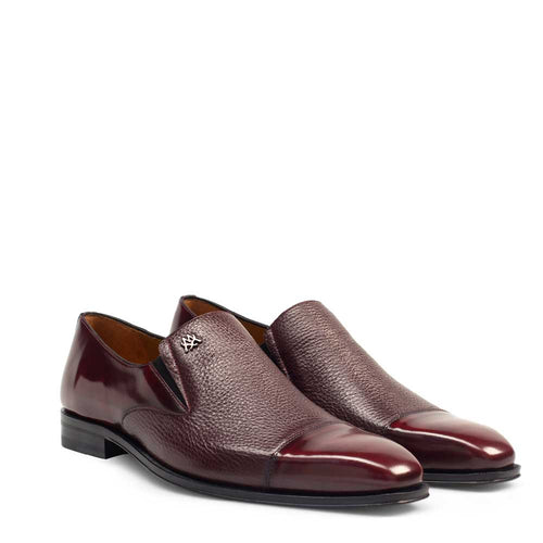Mezlan Milani Burgundy Slip-On Dress Shoes – Calf & Deerskin Cap Toe Loafers (Sizes 10 & 13 Last Call)