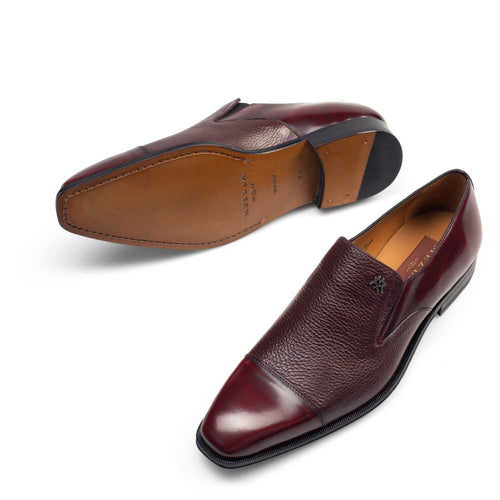 Mezlan Milani Burgundy Slip-On Dress Shoes – Calf & Deerskin Cap Toe Loafers (Sizes 10 & 13 Last Call)