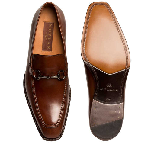 Mezlan Tours Cognac Calfskin Loafers – Horsebit Slip-On Dress Shoes (Size 10.5 Last Call)