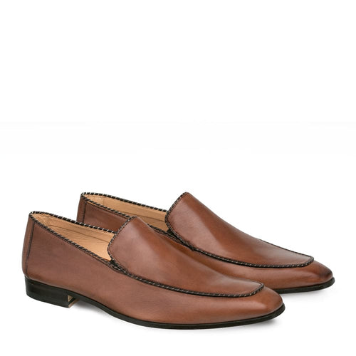 Mezlan Brandt Men’s Loafer – Camel Calfskin Leather Slip-On Dress Shoe, Handmade in Spain