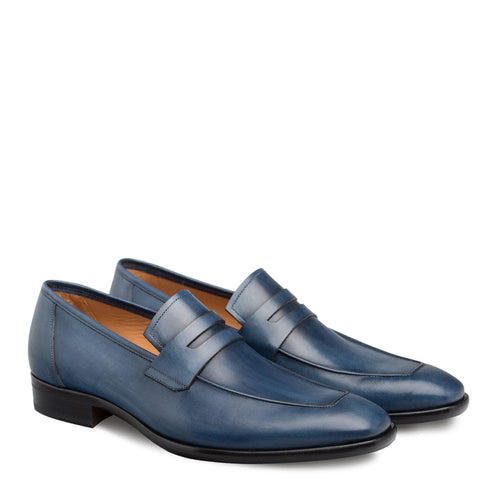 Mezlan Classic Men’s Blue Calfskin Penny Loafers – Handcrafted Luxury Slip‑On Dress Shoes