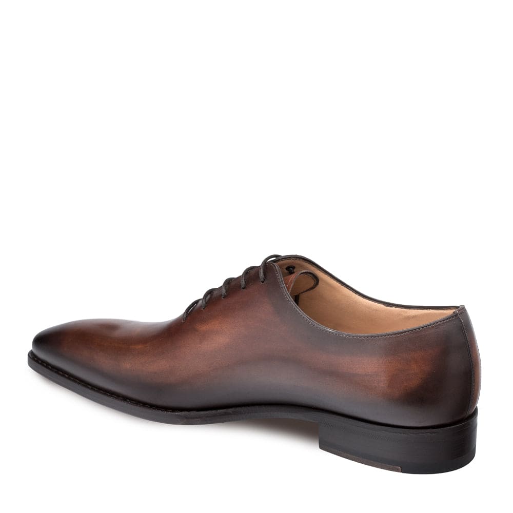 Mezlan Pamplona Men’s Oxford – Cognac Calfskin Leather Plain Toe Dress Shoe, Handmade in Spain