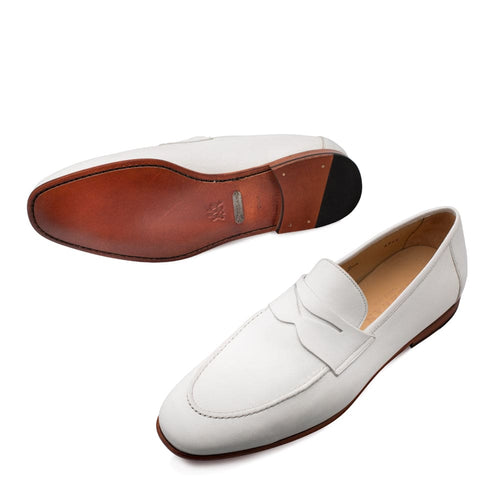 Mezlan Pompei Bone Penny Loafers – Unstructured Calfskin Slip-Ons (Size 10.5 Last Call)