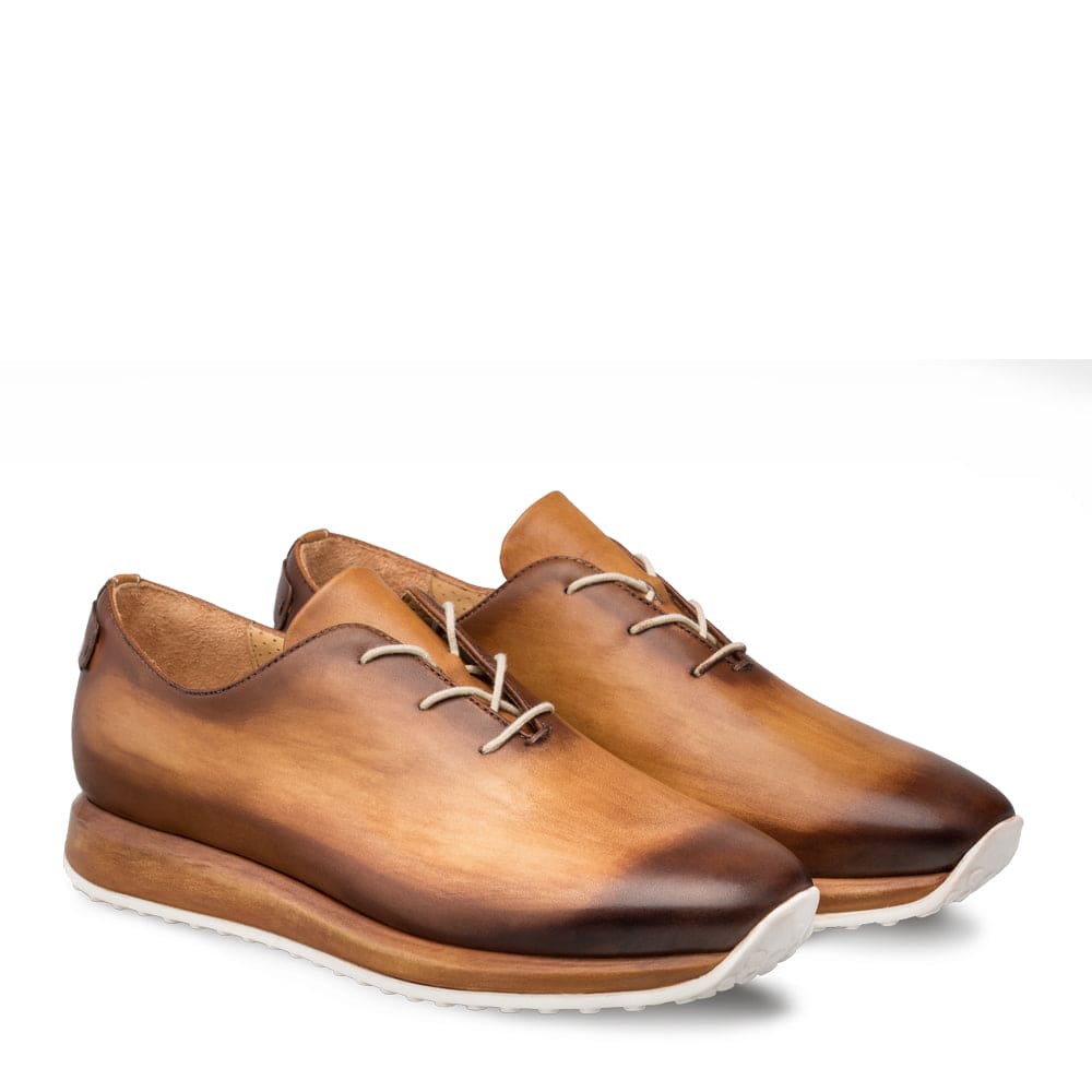 Mezlan Brahman Men’s Cognac Calfskin Dress Sneakers – Hand‑Burnished Luxury Casuals