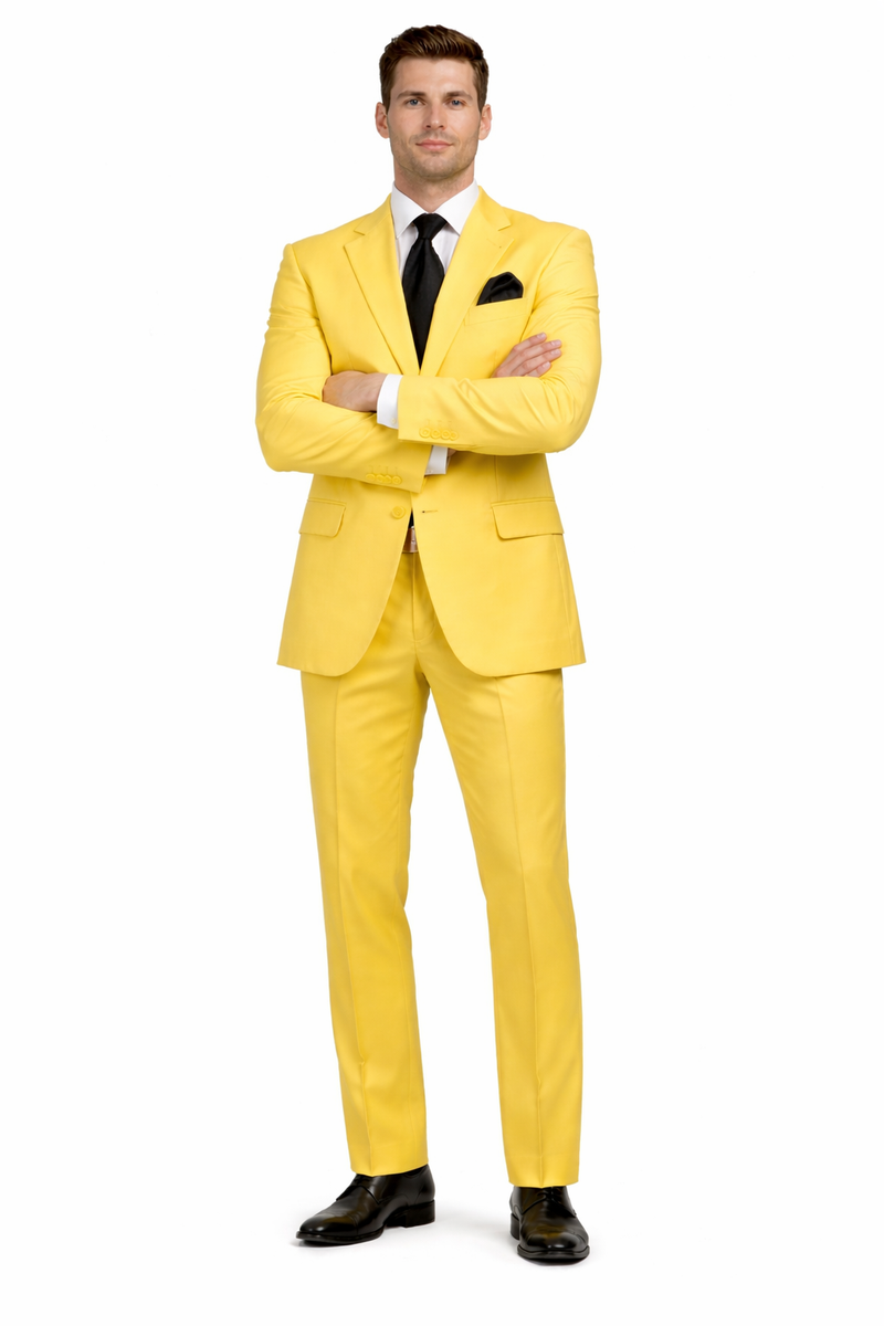 Mix and Match Suits Men's Two Button Yellow Suit Separate Any Size Jacket & Pants