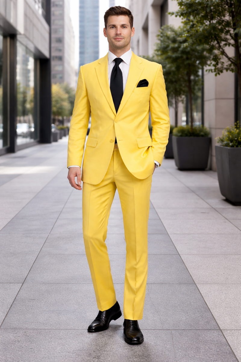 Mix and Match Suits Men's Two Button Yellow Suit Separate Any Size Jacket & Pants