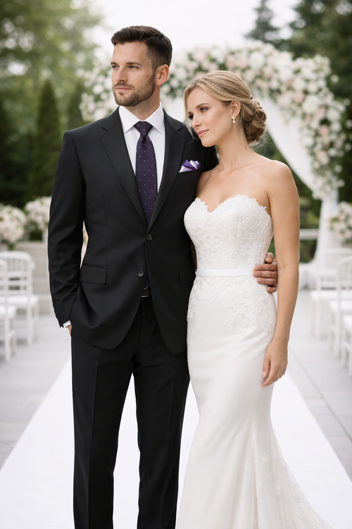 Mix And Match Suits Men's Two Button Portly Fit Black Tonal Suit Executive Fit Suit - Mens Portly Suit