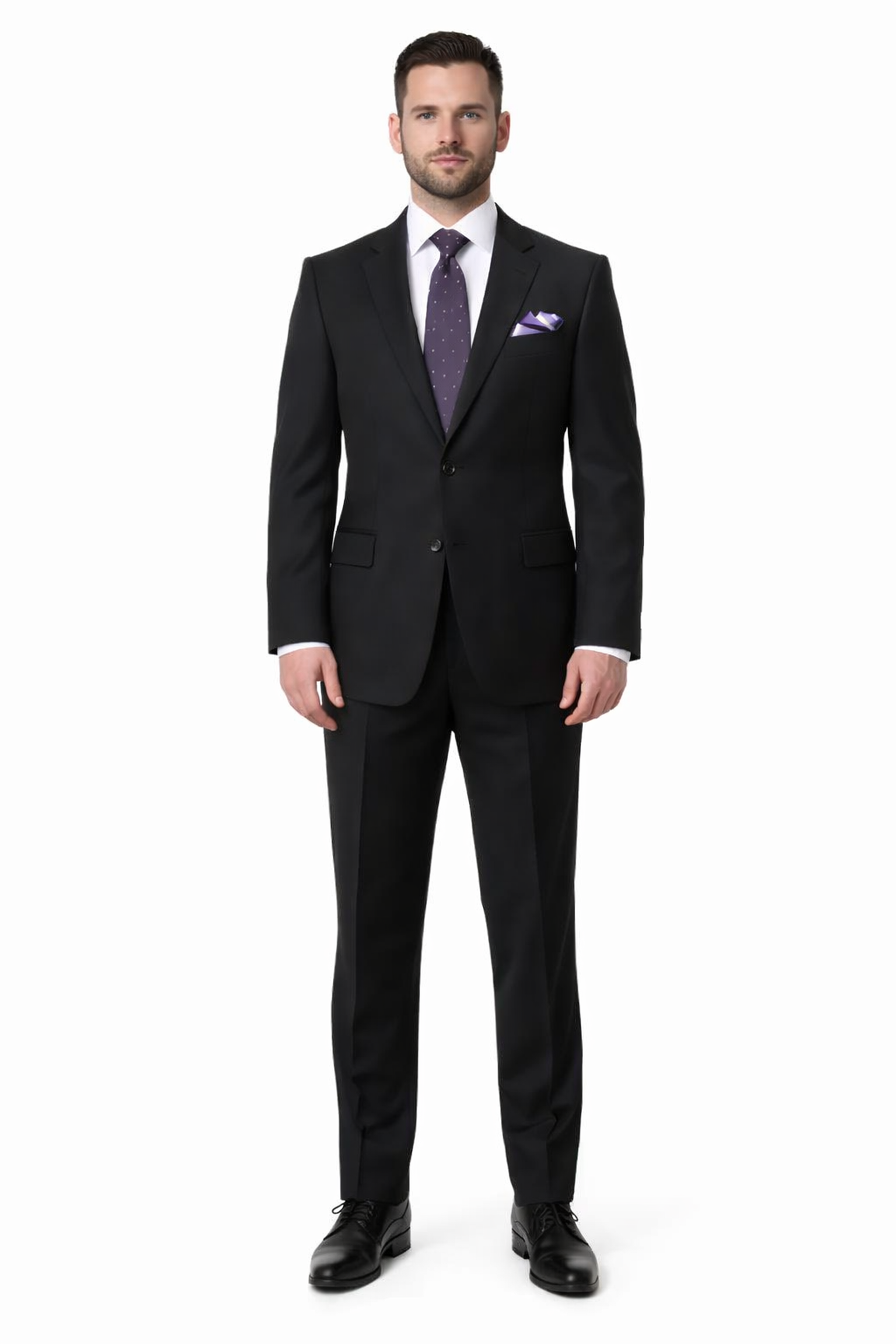 Mix And Match Suits Men's Two Button Portly Fit Black Tonal Suit Executive Fit Suit - Mens Portly Suit