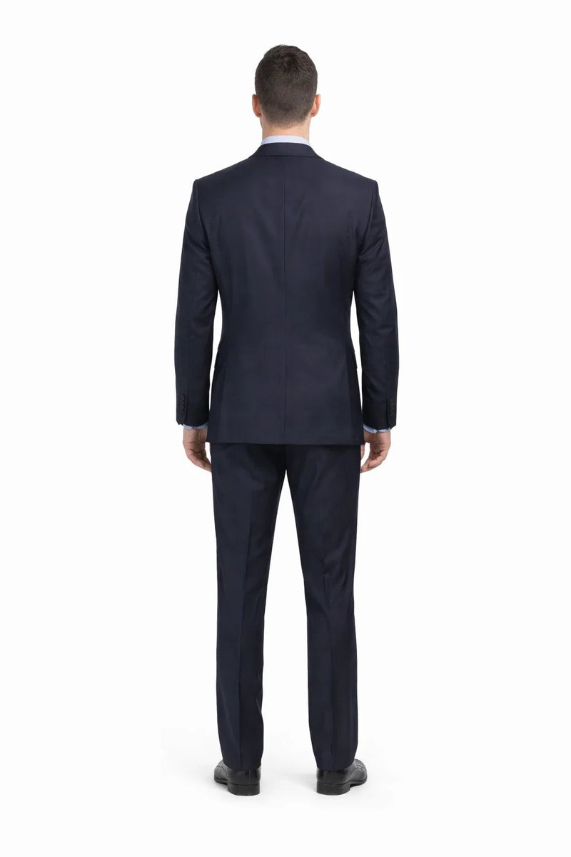 Mix And Match Suits Men's Two Button Portly Solid Dark Navy Blue Suit For Men Super 140'S Suit Executive Fit Suit - Mens Portly Suit