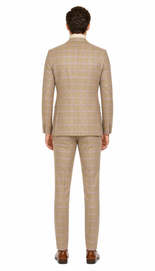 Modern Slim Fit Mens Suit – 2 Button Notch Lapel with U-Shaped Double Breasted Vest