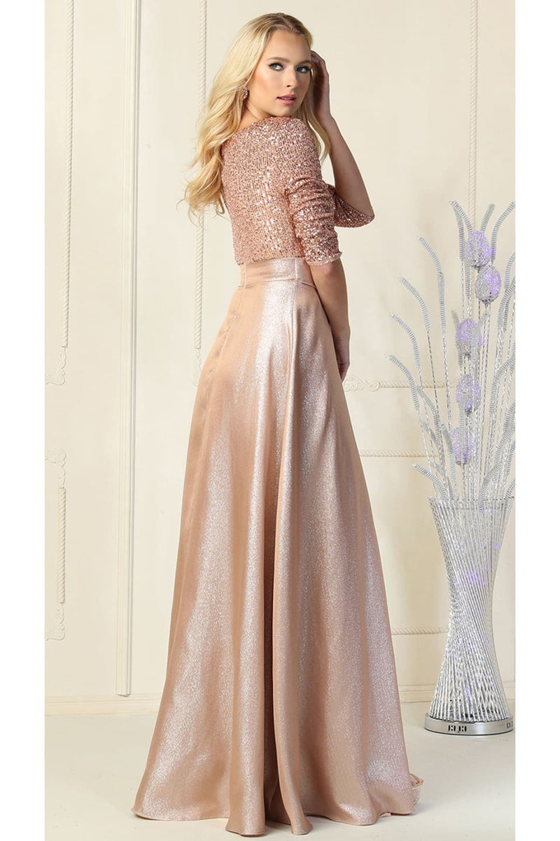 Short Sleeve Mother of the Groom Dress with Slit