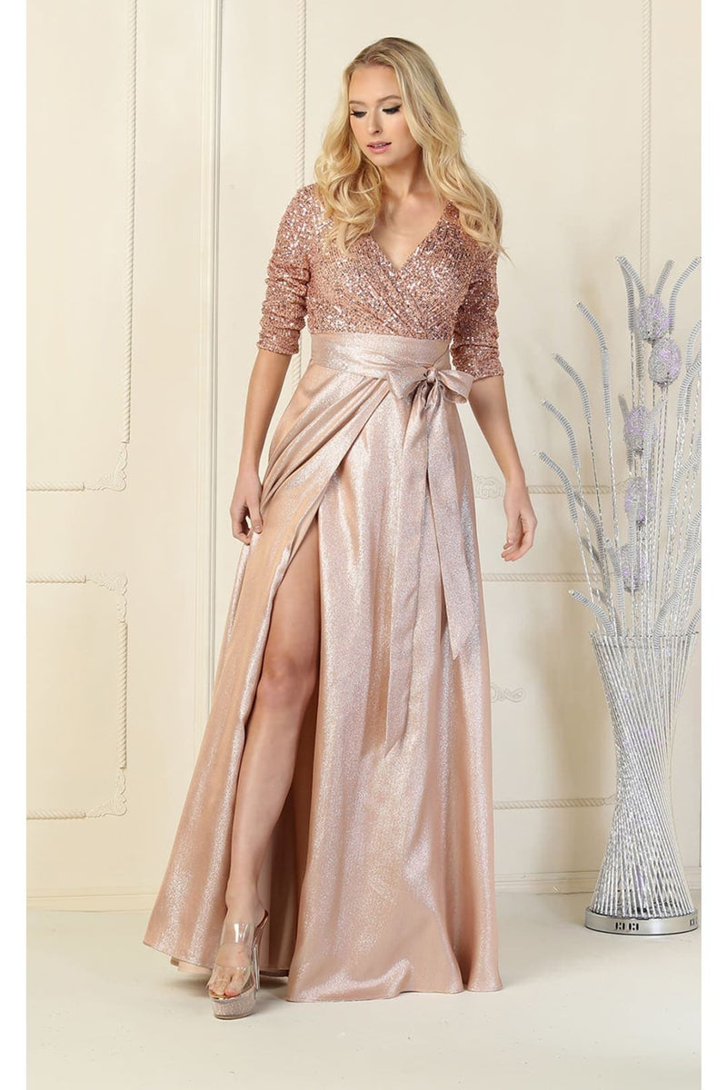 Short Sleeve Mother of the Groom Dress with Slit