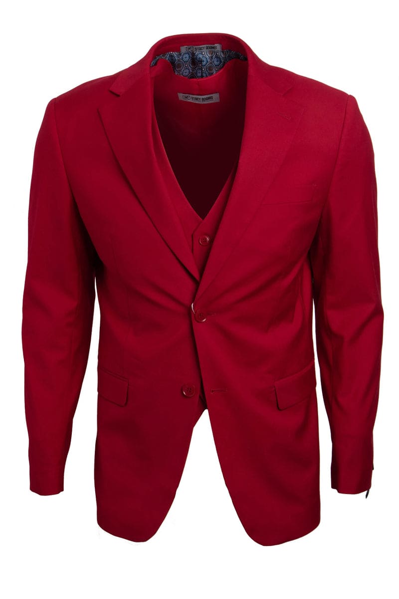 Mens Stacy Adams Suit - Stacy Adams Suit Men's Two Button Vested Basic Suit in Red