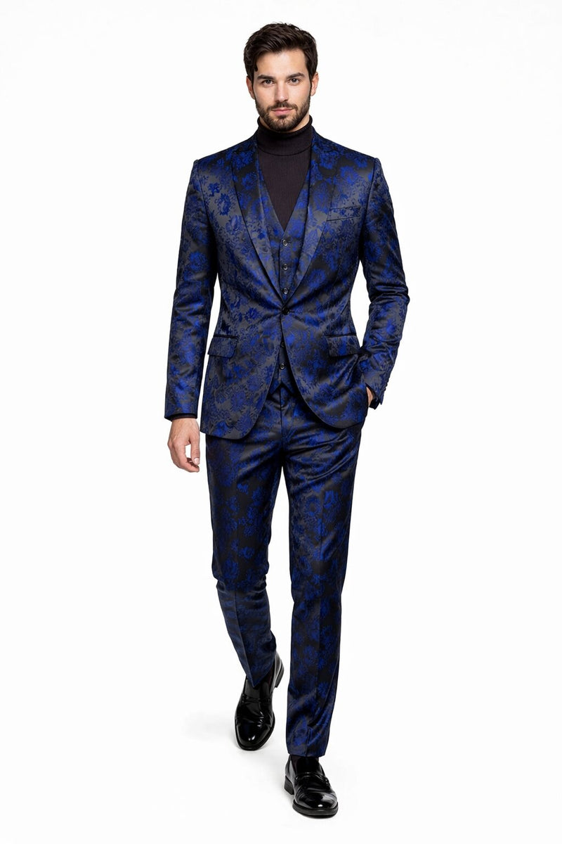 Retro Paris Suits Mens Suit Navy Blue