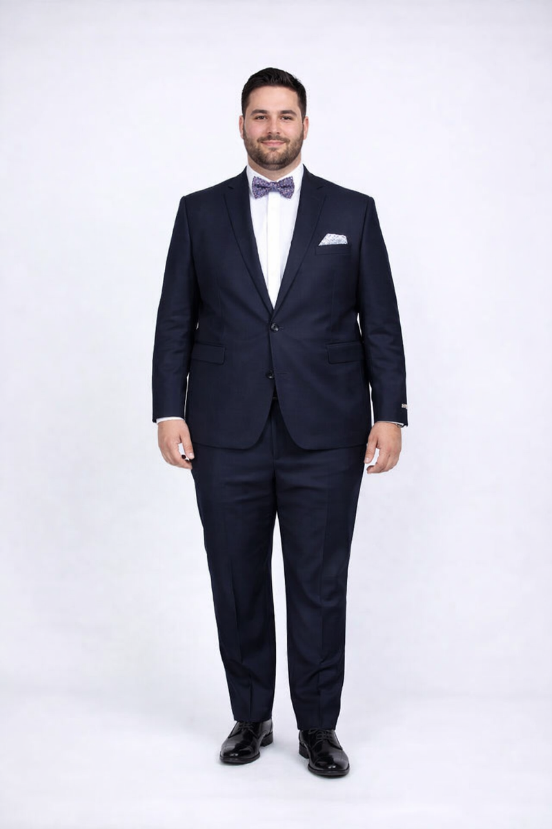 Rossiman Rossi Navy Blue Slim Fit Suit – Peak Lapel Tailored Formalwear for Men