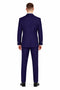 Men’s Navy Blue Double Breasted Wool Suit with Signature Buckle Closure Designer Tailored Fit