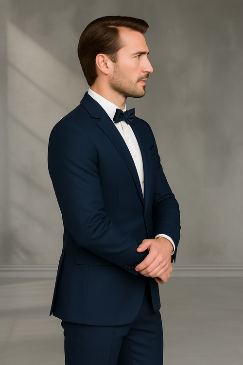 Wool Suit - Italian Made Business Suit by Statement Men's 2 Piece 100% Wool Modern Fit Suit - Subtle Texture