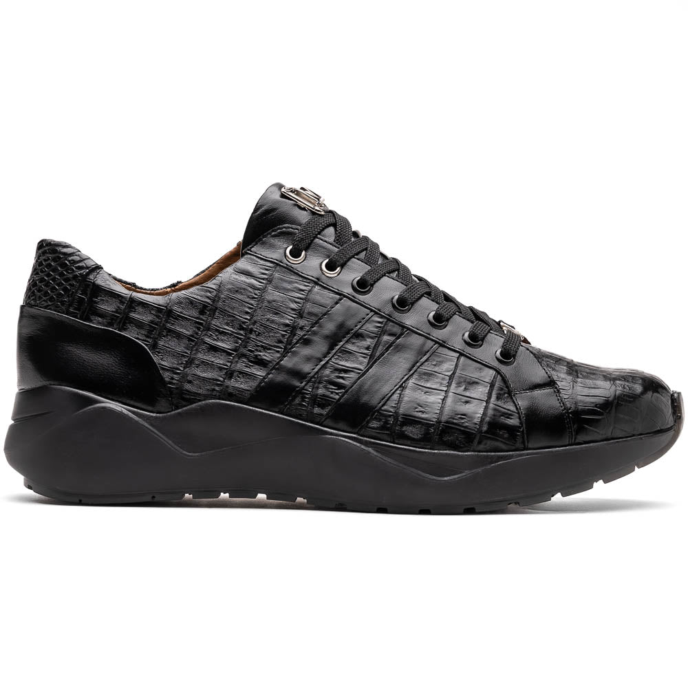 Genuine caiman crocodile sneakers Black Shoe