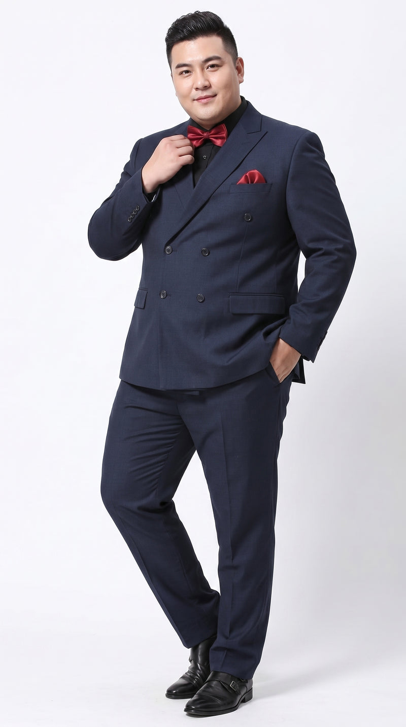 Men’s Navy Ultra Slim Fit Double Breasted Suit with Narrow Leg Pants, Tapered Jacket Formal Suit