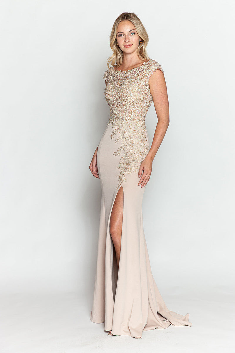 Pageant Dress Boat Neck Cap Sleeve Sheath Gown By Lenovia 8343-New Collection