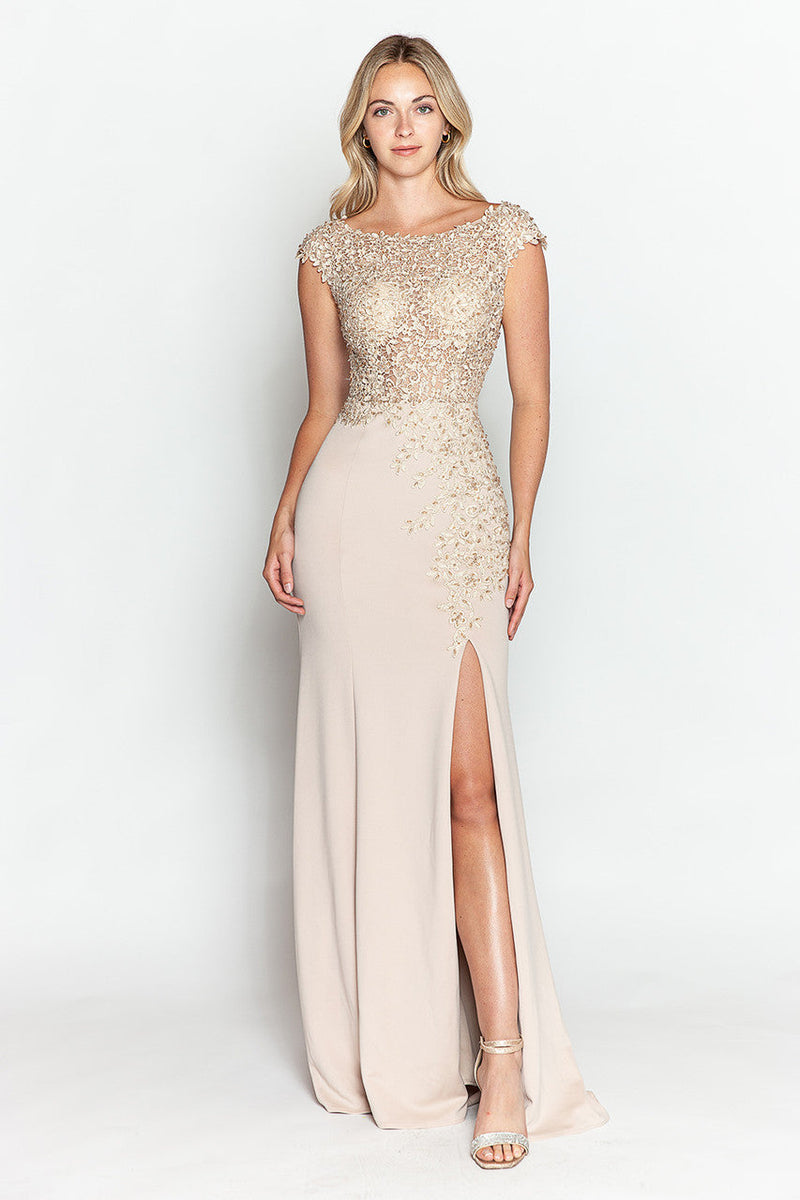 Pageant Dress Boat Neck Cap Sleeve Sheath Gown By Lenovia 8343-New Collection