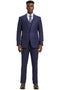 Stacy Adams men's one-button suit. Eggplant purple with windowpane plaid. Wide peak lapel, fitted jacket, matching pants, and vest. Three-piece set.