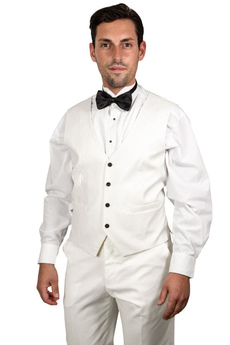 "Mens Stacy Adams Suit - Stacy Adams Suit Men's Ivory Tuxedo - Vested One Button Shawl Lapel"