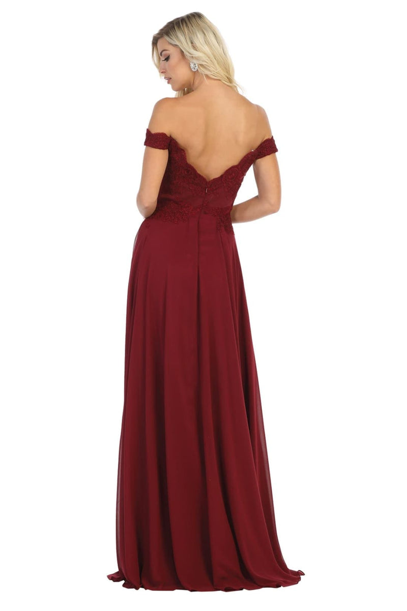 Long Evening Gown Embroidered Off Shoulder Gown & Plus Size MQ1644
