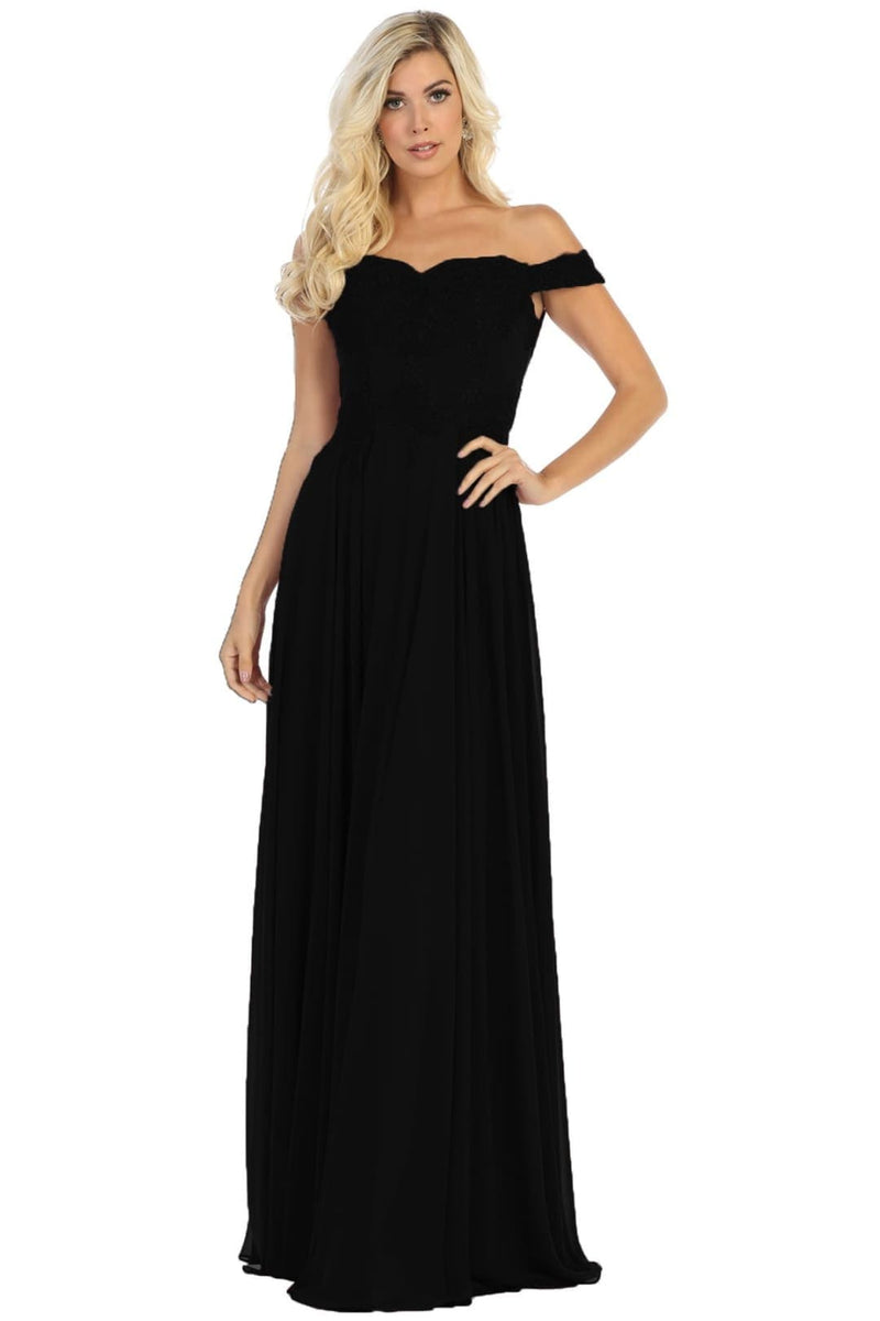 Long Evening Gown Embroidered Off Shoulder Gown & Plus Size MQ1644