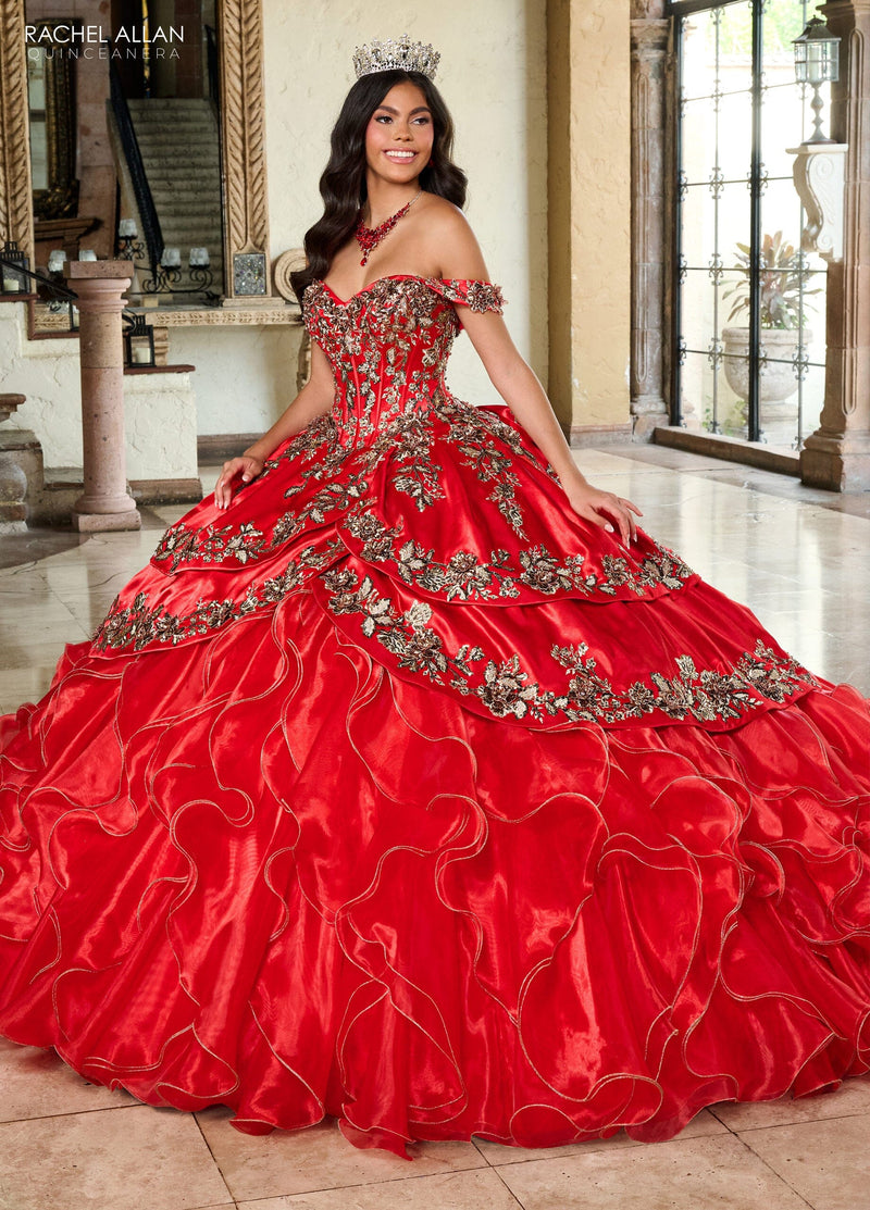 Off-Shoulder QuinceaƱera Dress with Embroidery Detachable Jacket by Rachel Allan RQ5001
