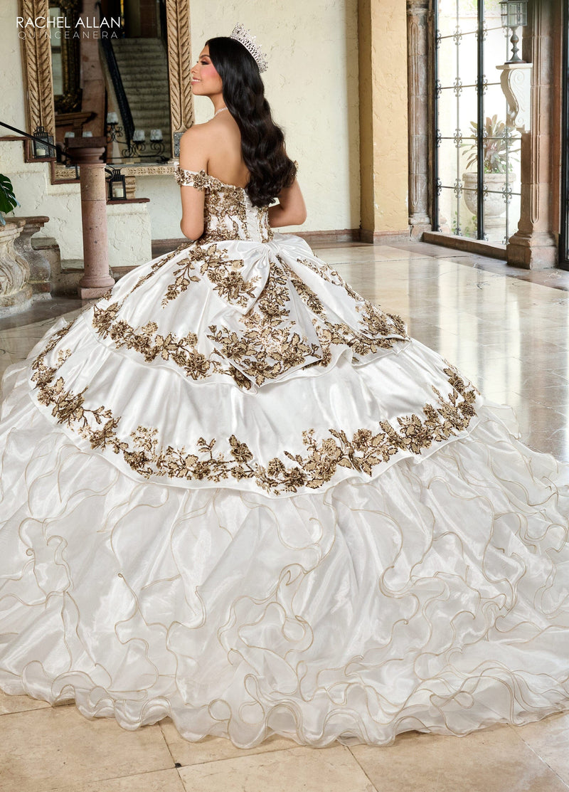 Off-Shoulder QuinceaƱera Dress with Embroidery Detachable Jacket by Rachel Allan RQ5001