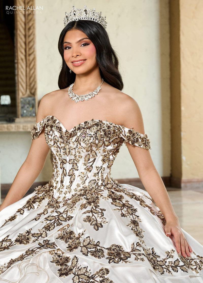 Off-Shoulder QuinceaƱera Dress with Embroidery Detachable Jacket by Rachel Allan RQ5001