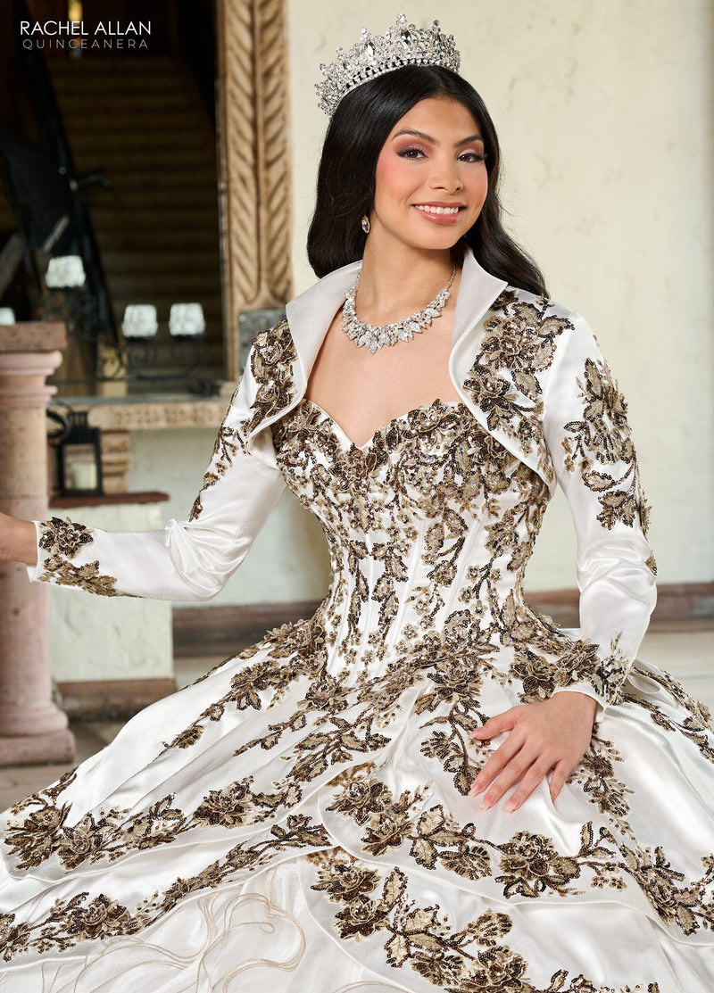 Off-Shoulder QuinceaƱera Dress with Embroidery Detachable Jacket by Rachel Allan RQ5001