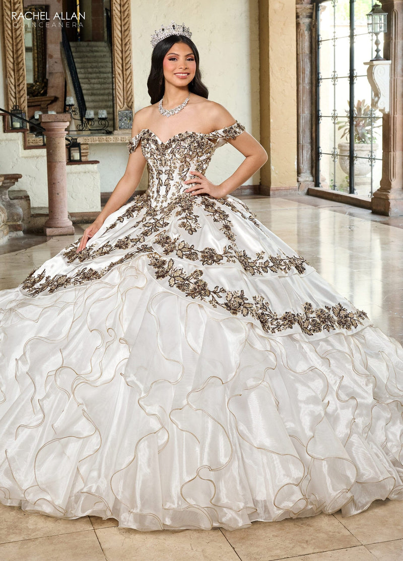 Off-Shoulder QuinceaƱera Dress with Embroidery Detachable Jacket by Rachel Allan RQ5001