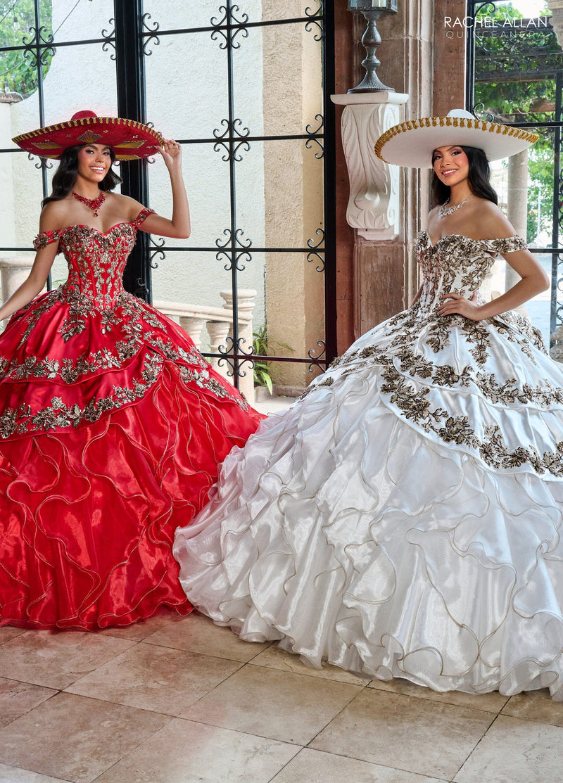 Off-Shoulder QuinceaƱera Dress with Embroidery Detachable Jacket by Rachel Allan RQ5001