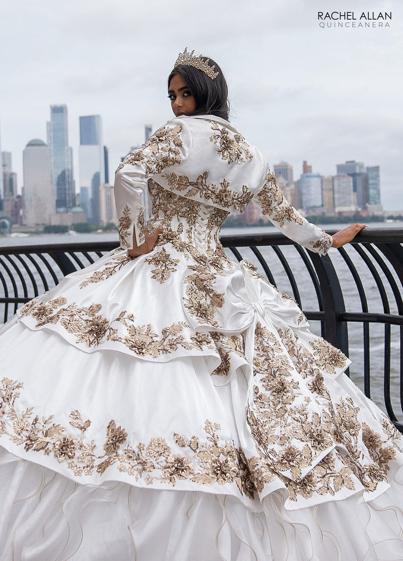 Off-Shoulder QuinceaƱera Dress with Embroidery Detachable Jacket by Rachel Allan RQ5001
