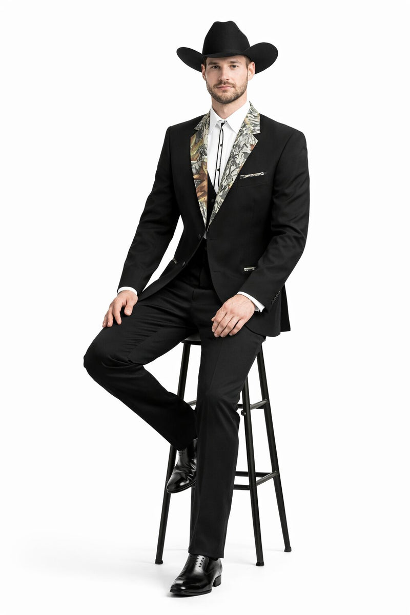 Army Green Tuxedo - Camouflage Patterned - Two Toned Vested Olive Camo 2 Button Single Breasted Tuxedo