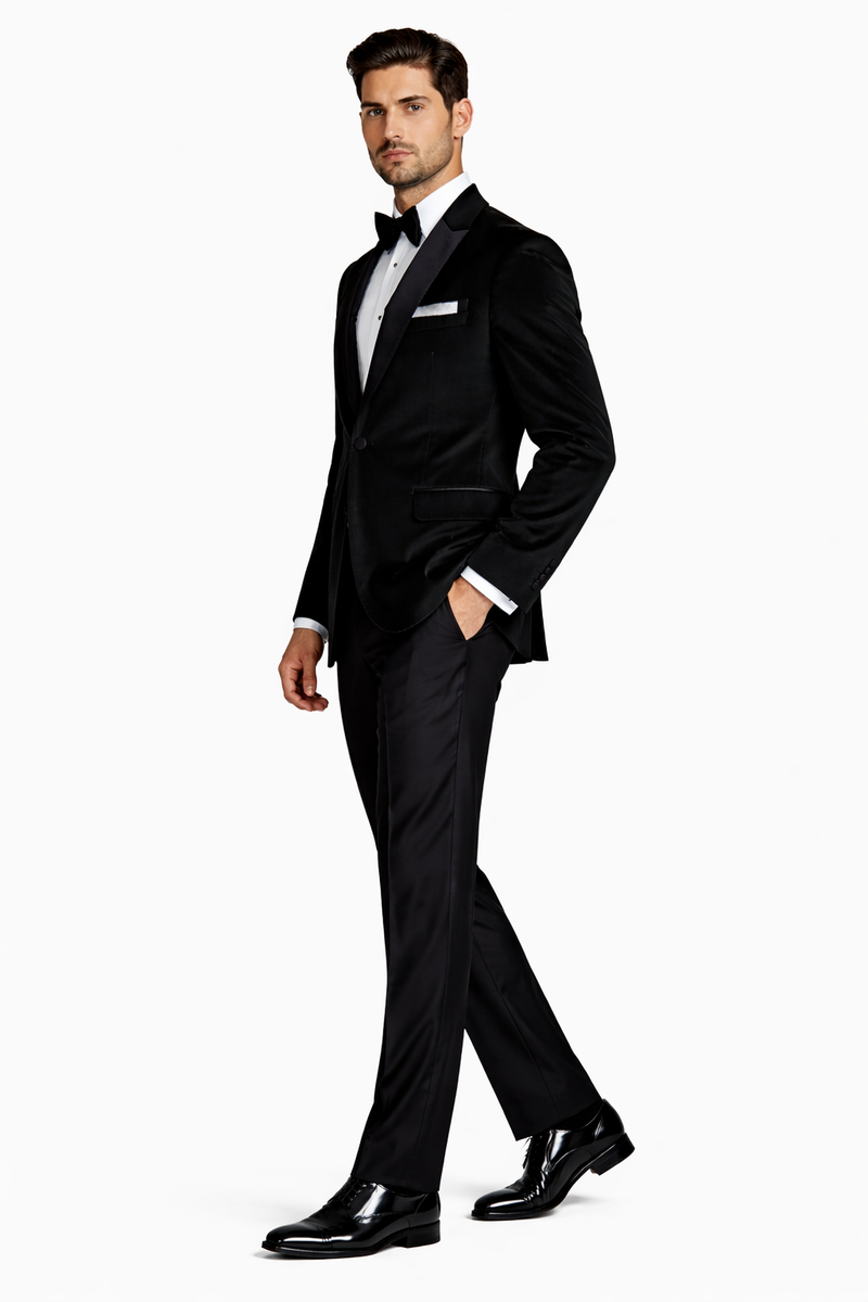 Black Velvet Fabric Suit With Velvet Tuxedos Fabric