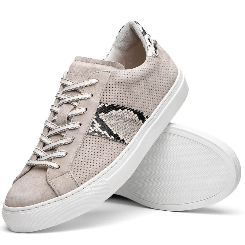 Zelli Olympias Python and Sueded Goatskin Luxury Sneakers in Grey