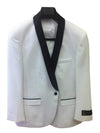 Mens White Dinner Jacket One Button Slim Fit tux coats White with Dark color black Collared Tuxedo / Graduation Homecoming Outfits dinner Jacket Shawl collar Best Cheap Blazer ~ Suit Jacket For Men Affordable Sport Coats Sale