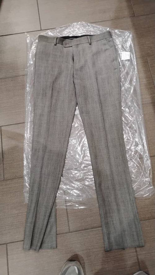 Vitali Brand Men’s Grey Textured Patterned 3 Piece Suit – Modern Fit Checkered Sharkskin with Blazer, Vest & Trousers, Business Wedding