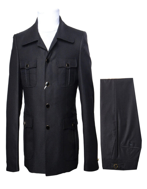 Black Safari Walking Suit for Men – Rossiman Utility Jacket and Trousers Set