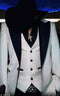 Menâs White Cowboy Tuxedo with Black Satin Lapel â Western Formal Suit with Matching Vest