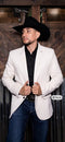 Menâs Ivory Western Blazer â Cream Cowboy Sport Coat Jacket with Notch Lapel in cream color
