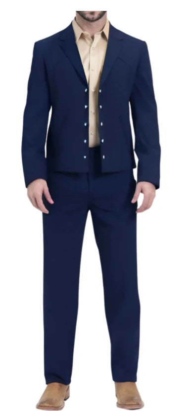 Mens Navy Blue Western Blazer Set – Cowboy Style Jacket and Pants Outfit  Classic Country Western Blazer